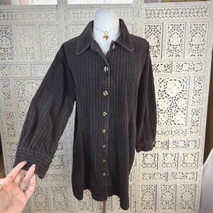 Vtg AMI Dark Brown Corduroy Button Dress Sz XL Textured Boho‎ Retro Granola